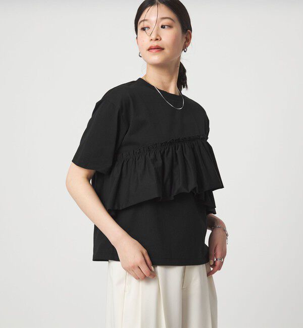 UNITED ARROWS green label relaxing「【WEB限定】＜at ease＞フリル カットソー 接触冷感 UVカット 遮熱」|Tシャツ・カットソー|