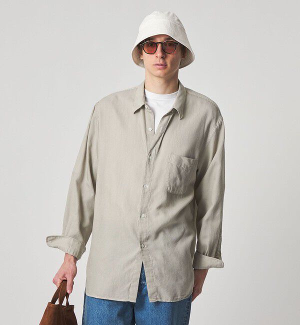 STEVEN ALAN「＜Steven Alan＞ ドレープ コードレーン レギュラーカラー シャツ LOOSE」|シャツ・ブラウス|