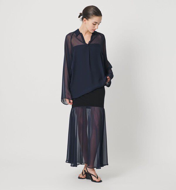 ATTISESSION「＜ATTISESSION＞ラグラン ポロカラーシャツ」|シャツ・ブラウス|NAVY