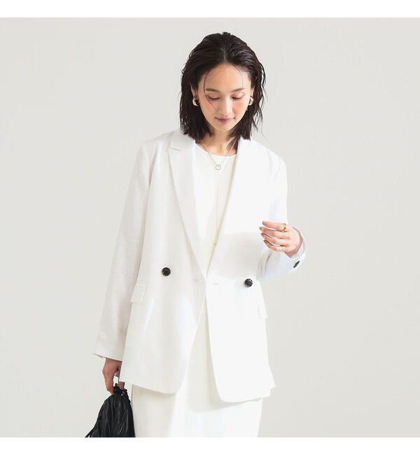 Demi-Luxe BEAMS 「ダブルブレスト リネン ジャケット」|ダッフルコート|