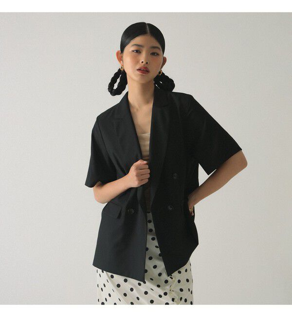 Ray BEAMS 「4ボタン ダブル ハーフスリーブ ジャケット 26SS」|テーラードジャケット|BLACK