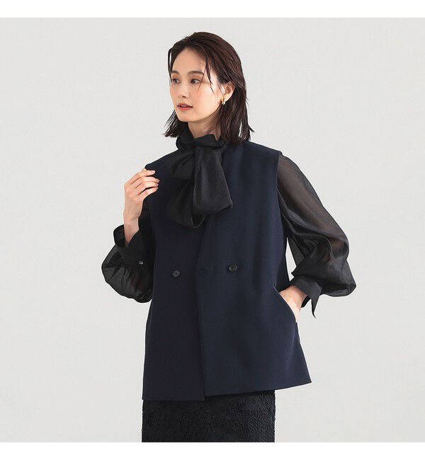 Demi-Luxe BEAMS 「	ラペルレス 2ボタン ジレ」|ダウン|