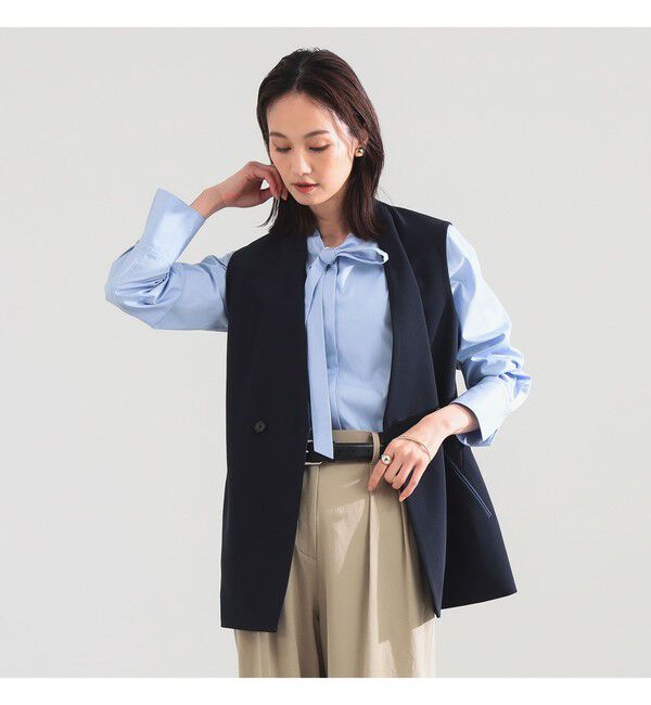 Demi-Luxe BEAMS 「	ラペルレス 2ボタン ジレ」|ダウン|