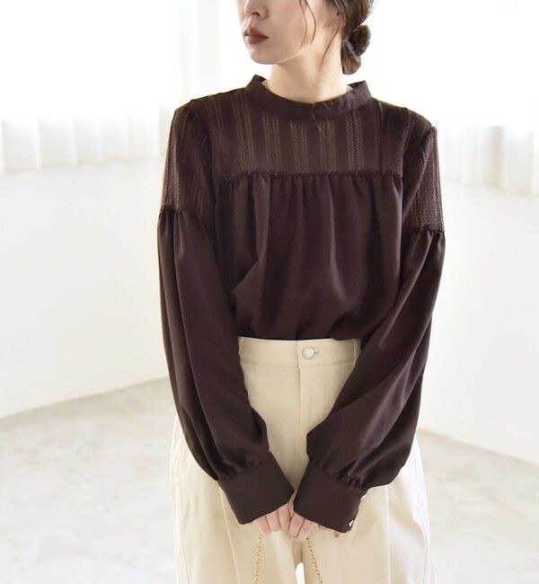 quaranciel「quaranciel:〈手洗い可能〉ラッセル レース フィブリル ブラウス」|シャツ・ブラウス|