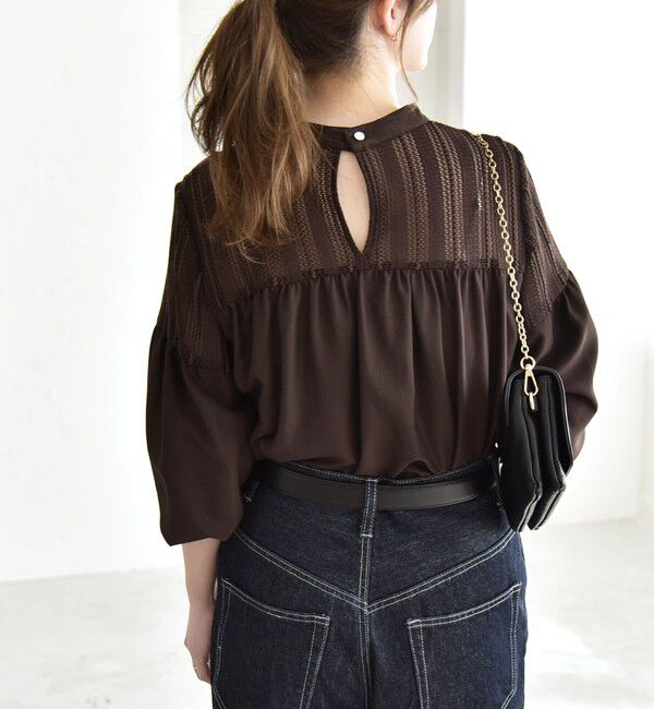 quaranciel「quaranciel:〈手洗い可能〉ラッセル レース フィブリル ブラウス」|シャツ・ブラウス|