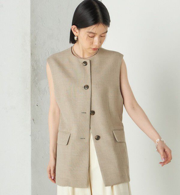SHIPS for women「《予約》Wai＋:〈手洗い可能〉リネン ライク ベスト」|ベスト・ジレ|