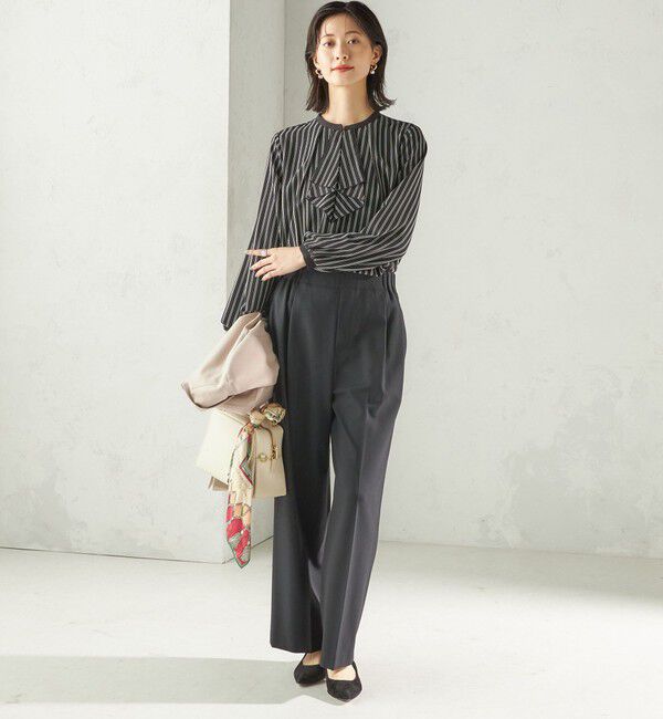 SHIPS for women「〈手洗い可能〉フロント タイ メロー 長袖 ブラウス」|シャツ・ブラウス|