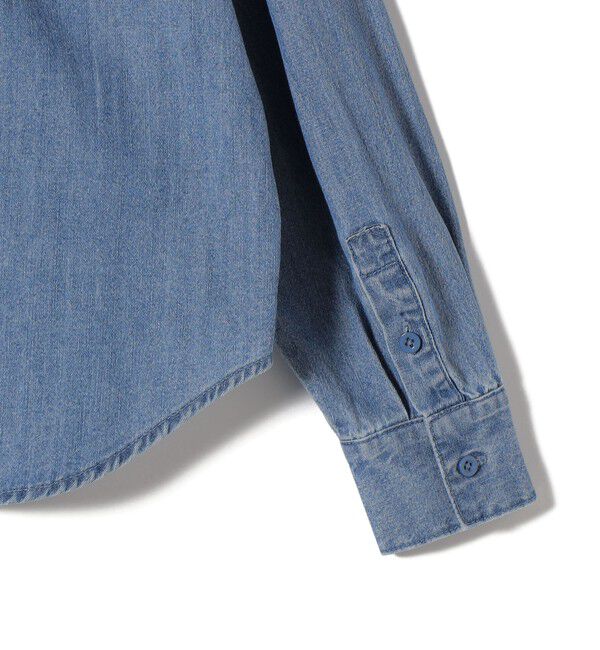 SHIPS for women「〈洗濯機可能〉ライトオンス フリル デニム シャツ」|シャツ・ブラウス|