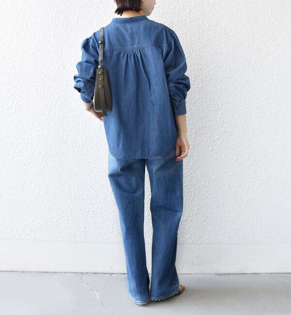 SHIPS for women「〈洗濯機可能〉ライトオンス フリル デニム シャツ」|シャツ・ブラウス|