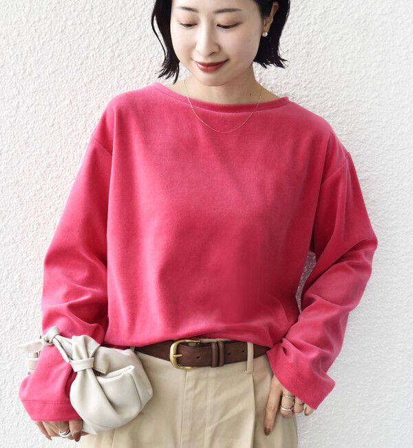 SHIPS for women「〈手洗い可能〉コットン ベロア ボートネック ロング スリーブ プルオーバー」|Tシャツ・カットソー|