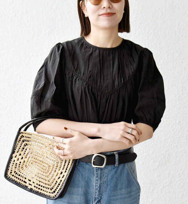 SHIPS any「SHIPS any:〈洗濯機可能〉キャンブリック ギャザー ヨーク パフスリーブ ブラウス」|シャツ・ブラウス|ブラック