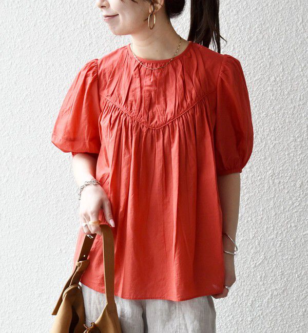 SHIPS any「SHIPS any:〈洗濯機可能〉キャンブリック ギャザー ヨーク パフスリーブ ブラウス」|シャツ・ブラウス|