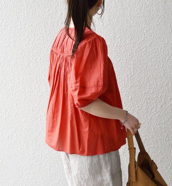 SHIPS any「SHIPS any:〈洗濯機可能〉キャンブリック ギャザー ヨーク パフスリーブ ブラウス」|シャツ・ブラウス|