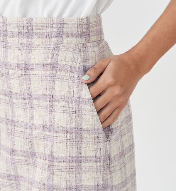 MACPHEE「ツイードチェック Iラインロングスカート」|タイト|