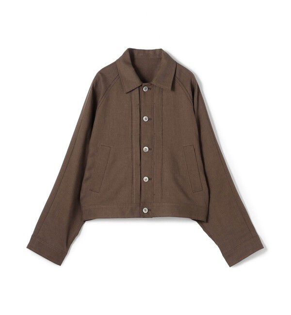 GALERIE VIE「フレンチリネン プリ―テッドジャケット」|ブルゾン・スタジャン|47 ブラウン