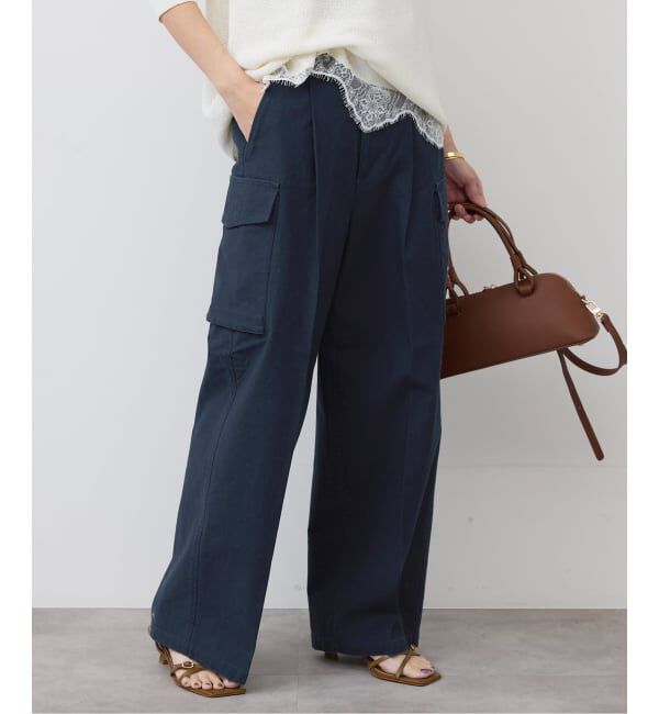 SLOBE IENA「バックサテンミリタリーパンツ」|カーゴ|ネイビー