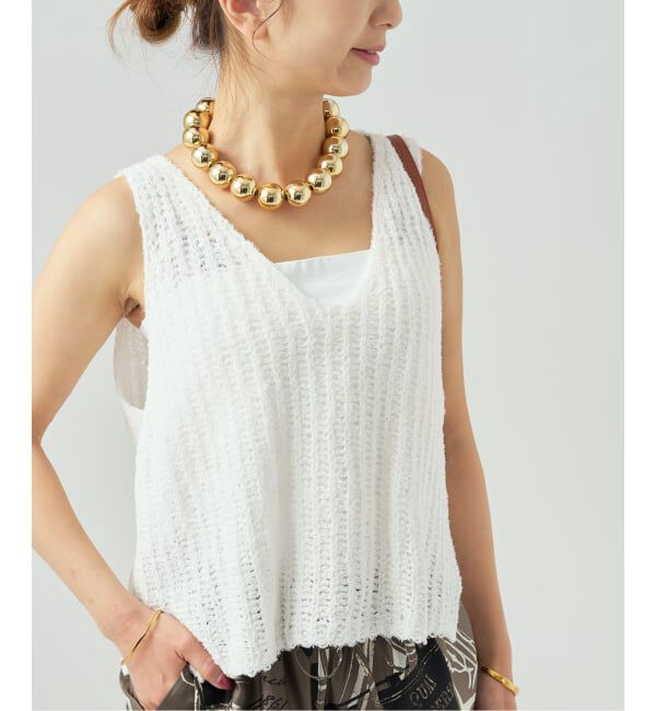 VERMEIL par iena「《予約》カールヤーン ノースリーブ」|タンクトップ|ホワイト
