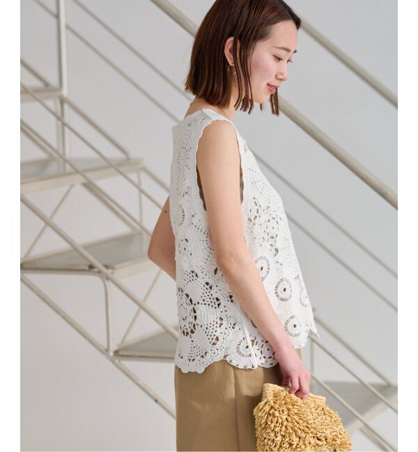 JOURNAL STANDARD relume「《WEB限定追加2》エンブロイダリークロシェノースリーブ」|ニット・セーター|