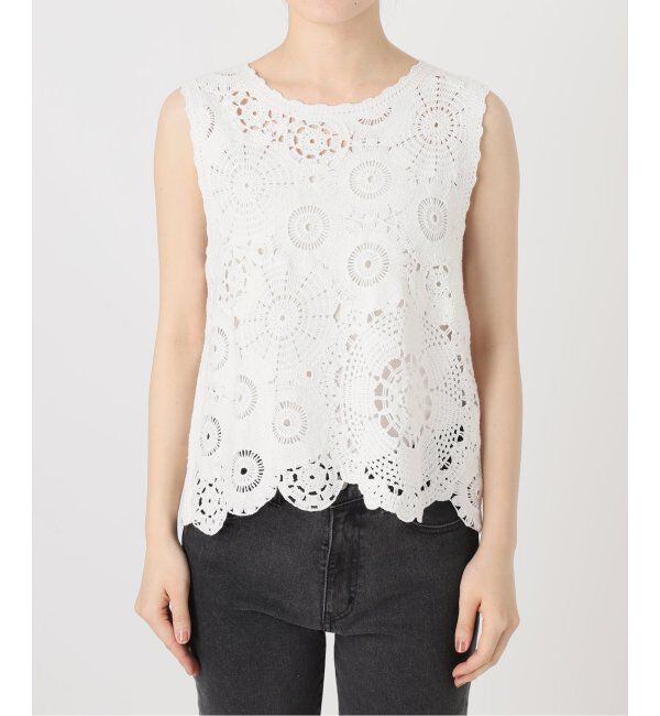 JOURNAL STANDARD relume「《WEB限定追加2》エンブロイダリークロシェノースリーブ」|ニット・セーター|