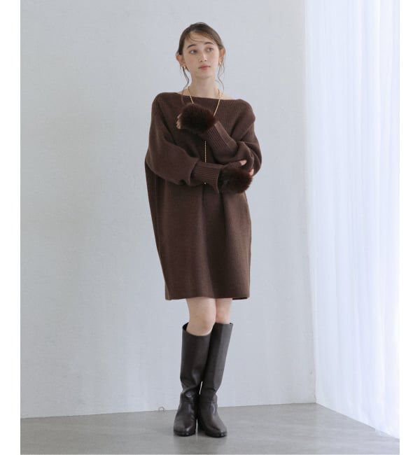  「【洗える】ファーグローブニットチュニック」|チュニック|