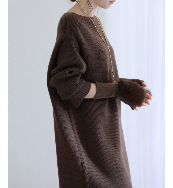  「【洗える】ファーグローブニットチュニック」|チュニック|