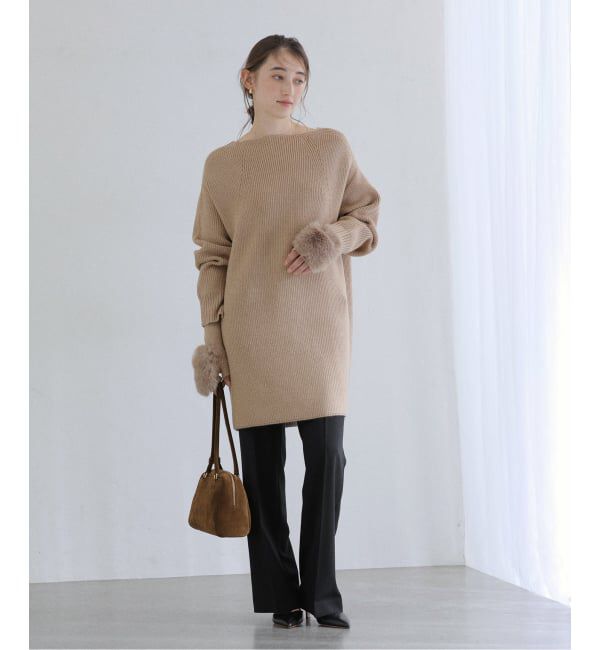  「《追加》【洗える】ファーグローブニットチュニック」|チュニック|