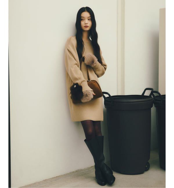  「《追加》【洗える】ファーグローブニットチュニック」|チュニック|