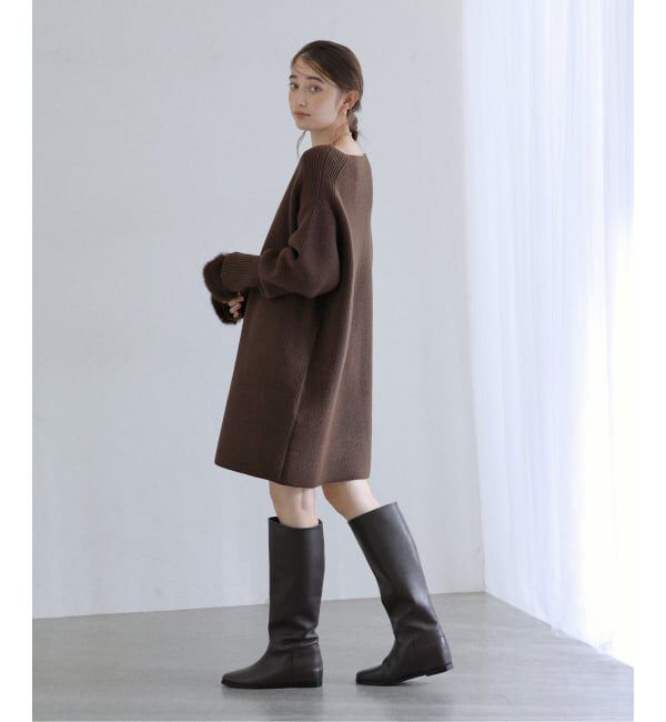  「《追加》【洗える】ファーグローブニットチュニック」|チュニック|