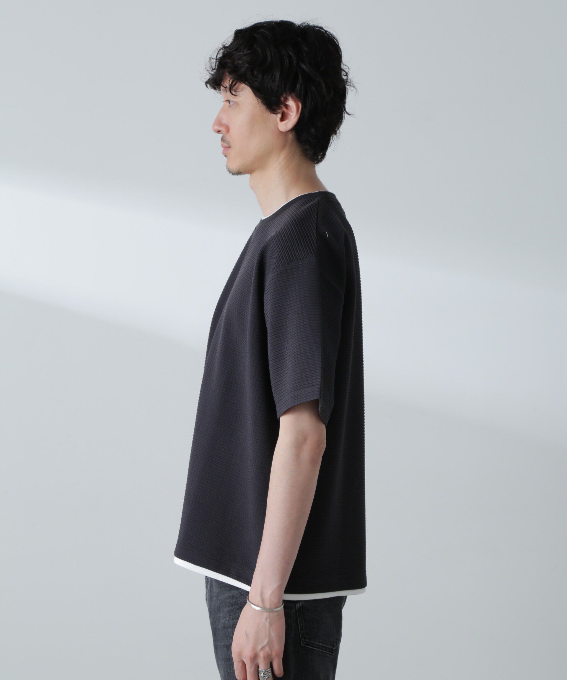 nano･universe「ガーターフェイクレイヤードTシャツ 半袖」|Tシャツ・カットソー|