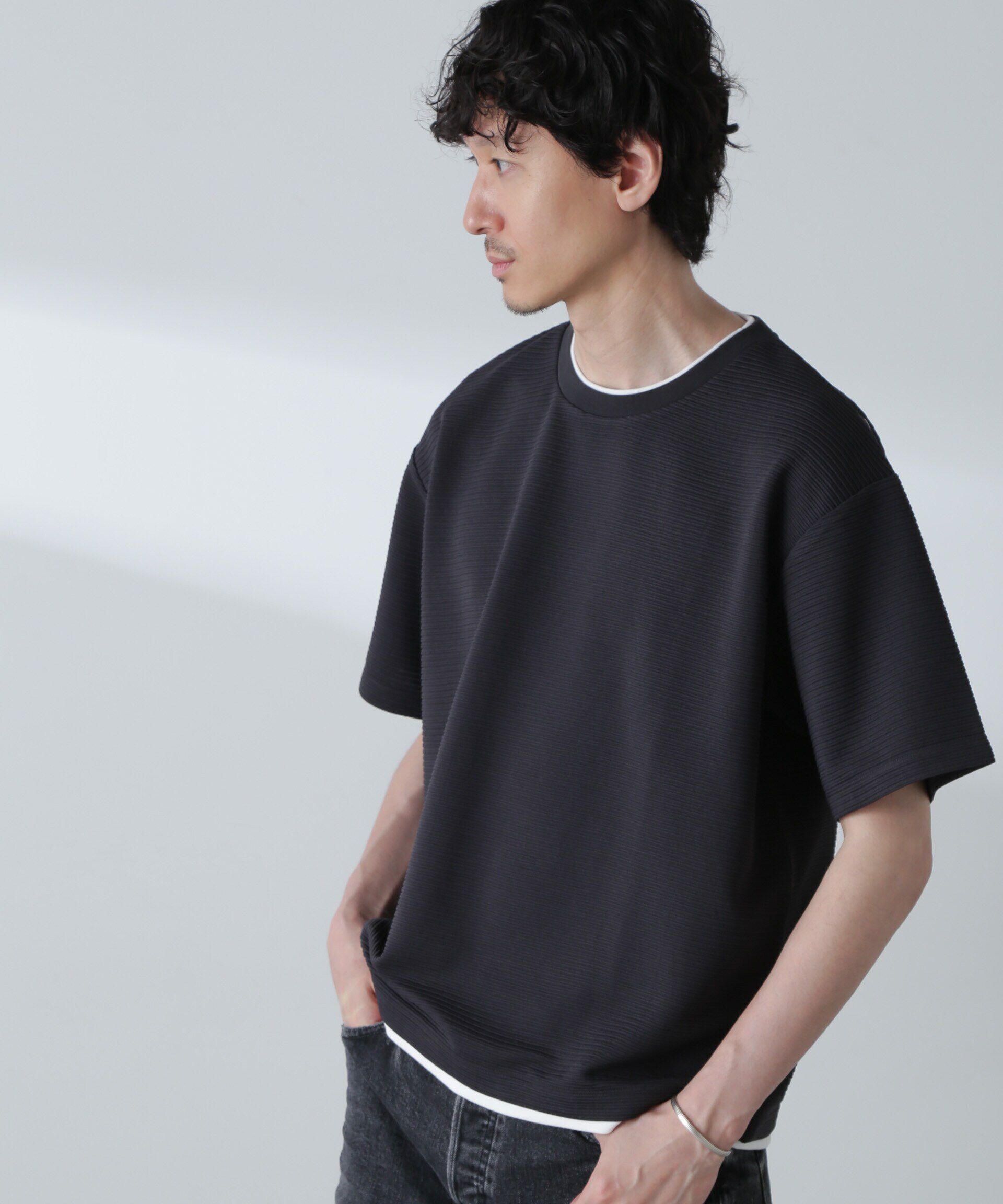 nano･universe「ガーターフェイクレイヤードTシャツ 半袖」|Tシャツ・カットソー|