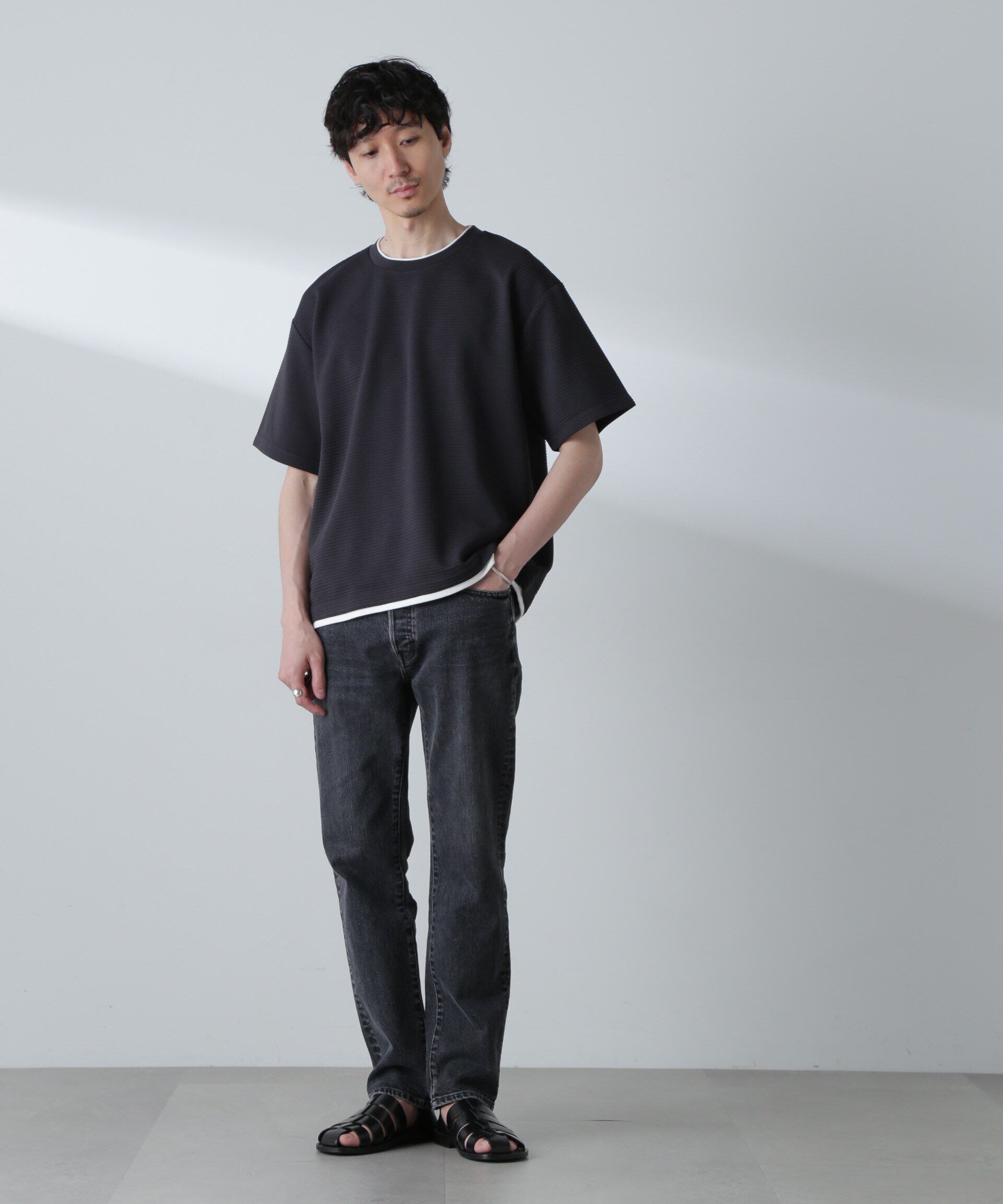 nano･universe「ガーターフェイクレイヤードTシャツ 半袖」|Tシャツ・カットソー|