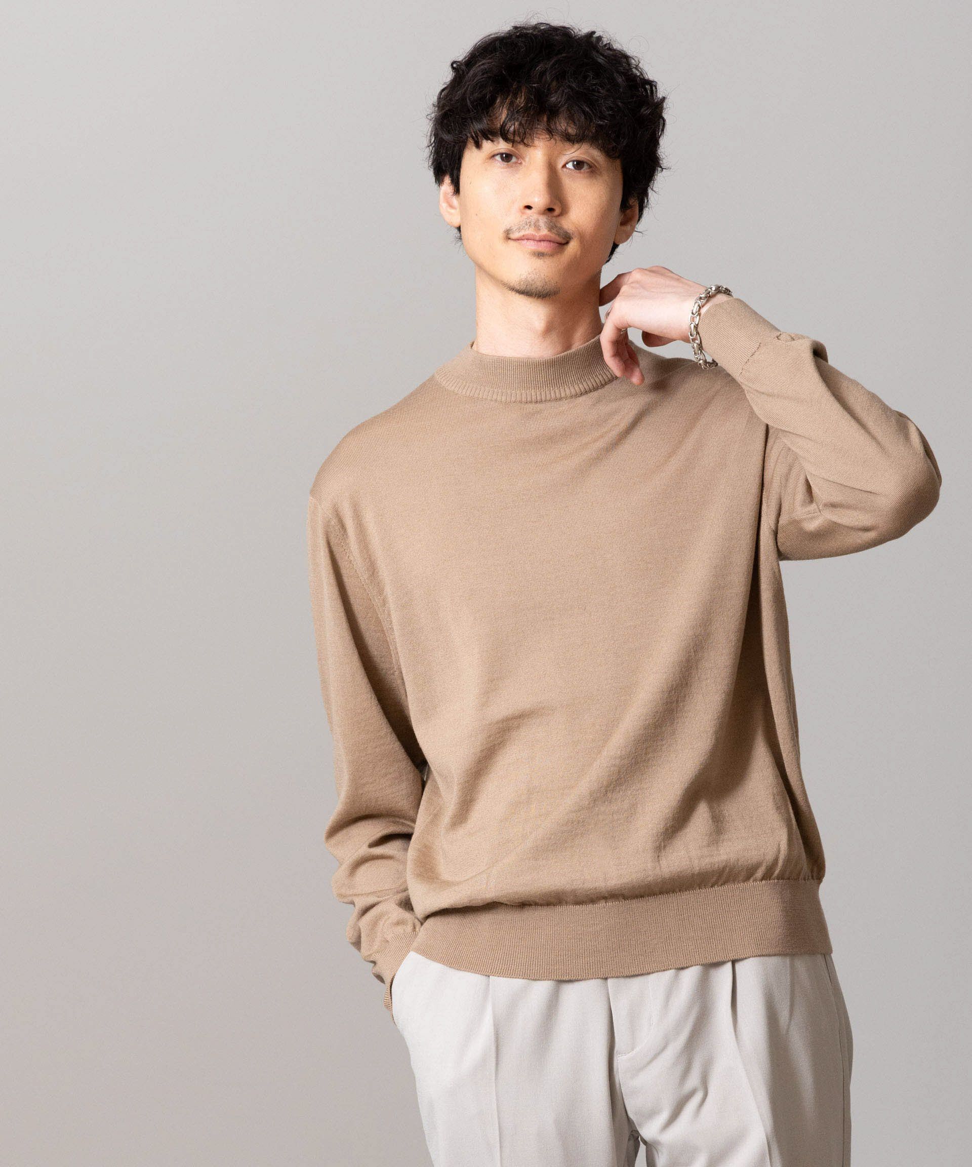 nano･universe「「毛玉レスニット」 ファインゲージモックネック」|ニット・セーター|