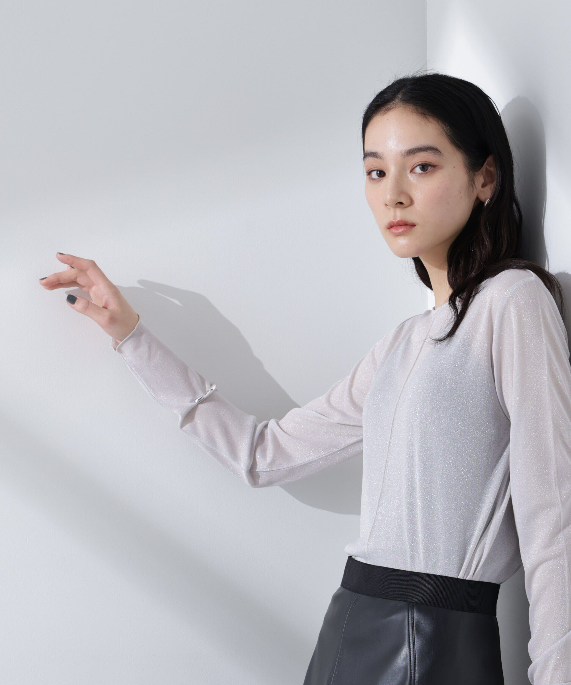 nano･universe「ラメシアーカットトップス」|Tシャツ・カットソー|L.グレー1