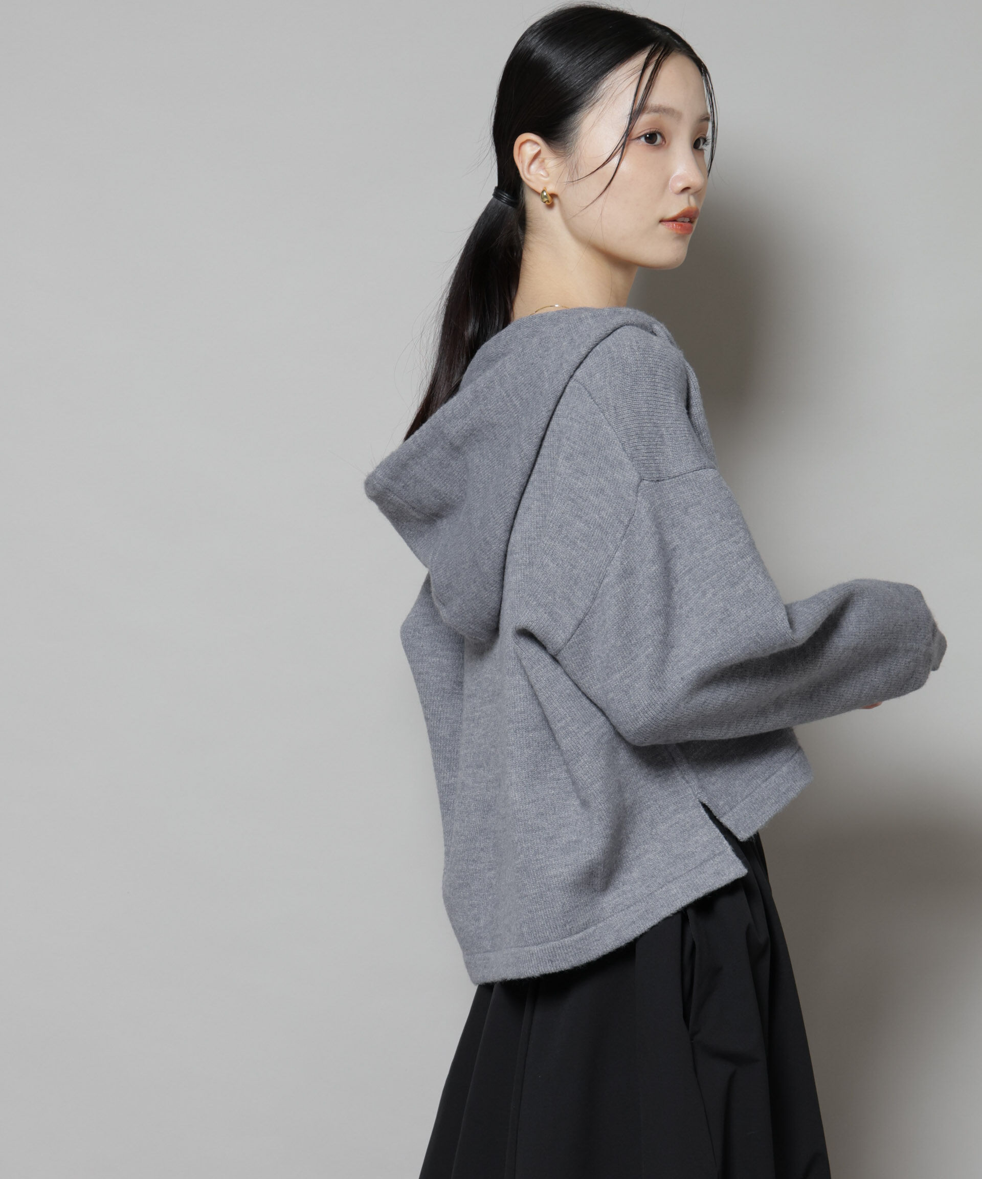 nano･universe「スキッパーフードニット」|ニット・セーター|