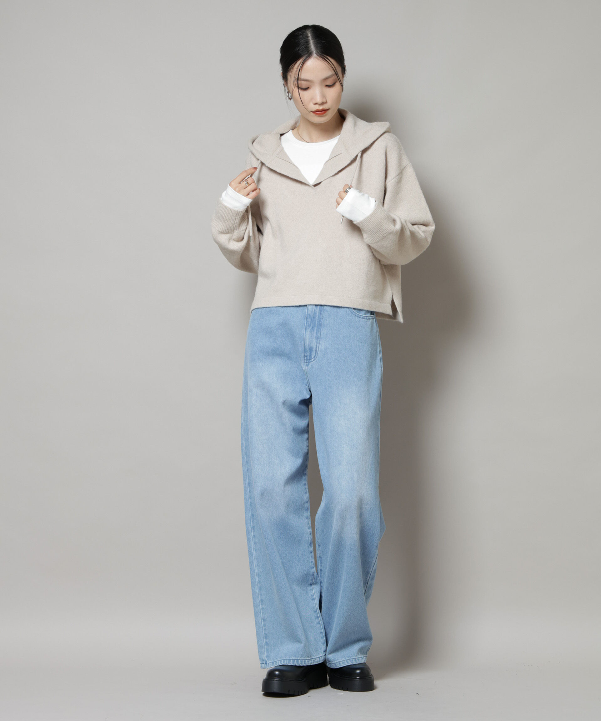 nano･universe「スキッパーフードニット」|ニット・セーター|