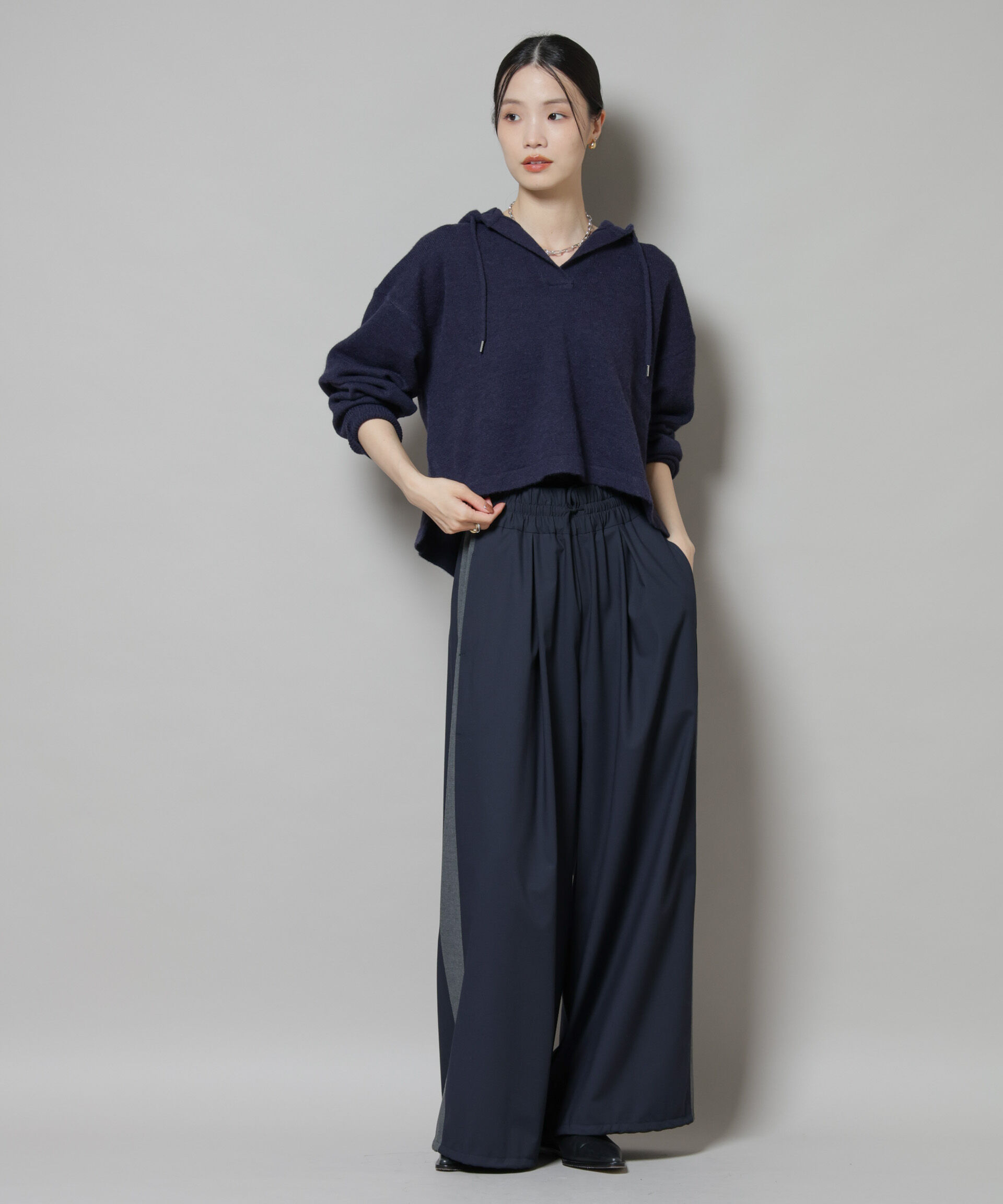 nano･universe「スキッパーフードニット」|ニット・セーター|