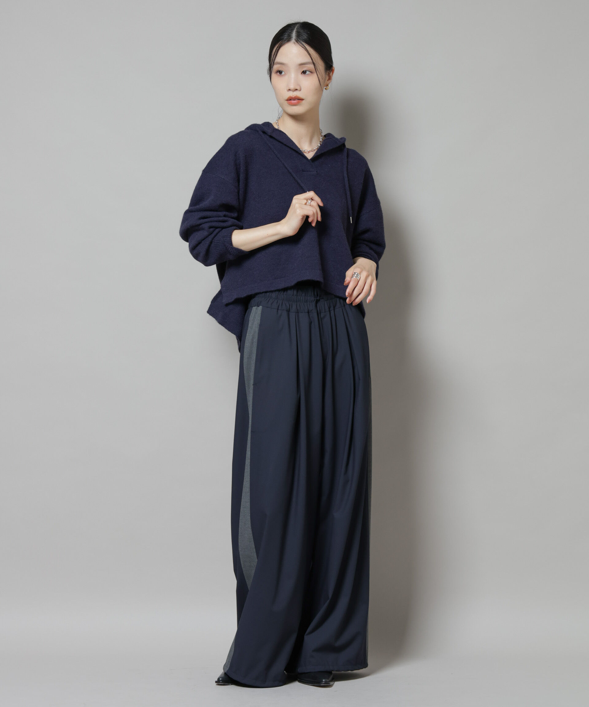 nano･universe「スキッパーフードニット」|ニット・セーター|