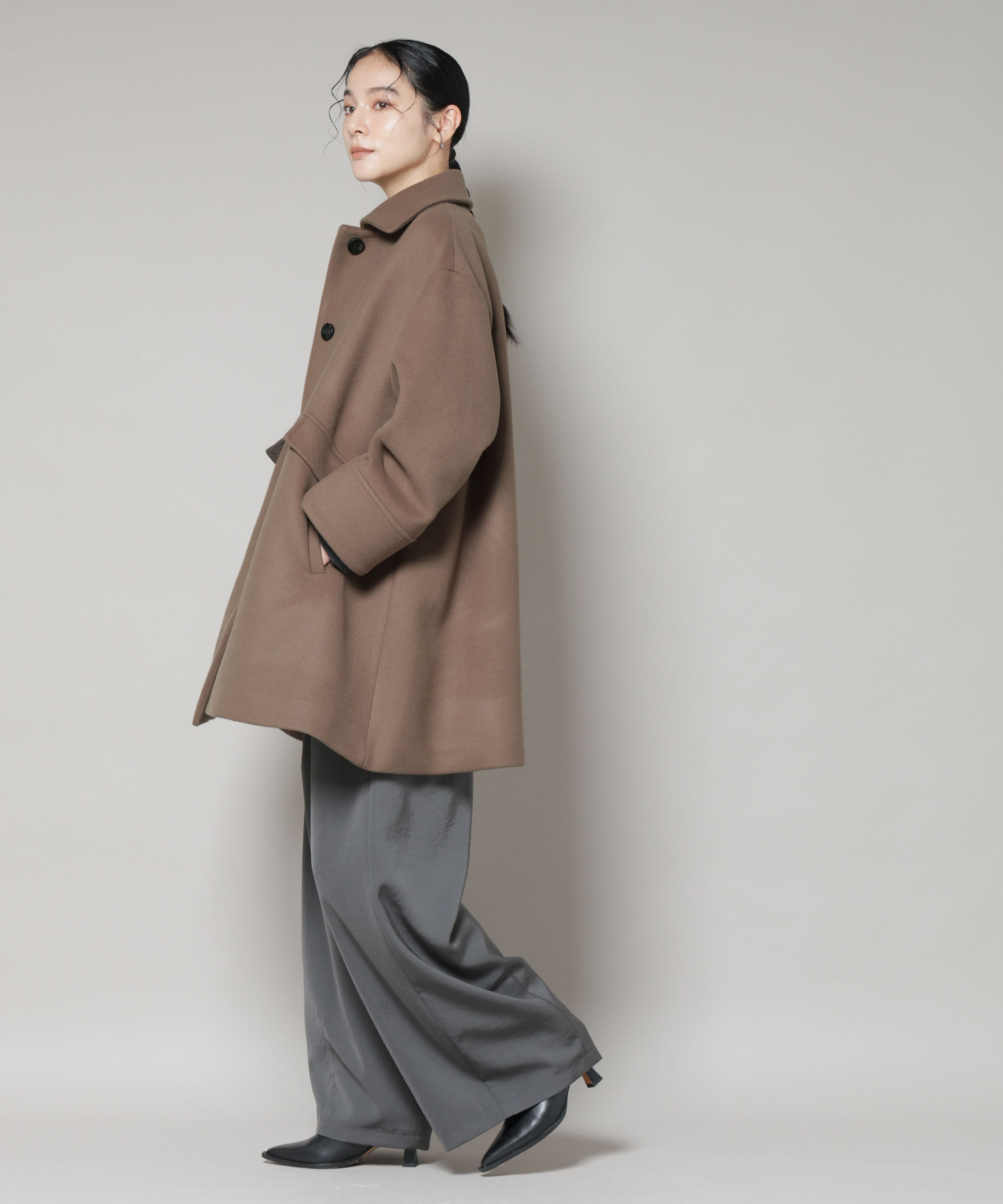 nano･universe「WooLoop Aラインステンカラーミドルコート」|その他|