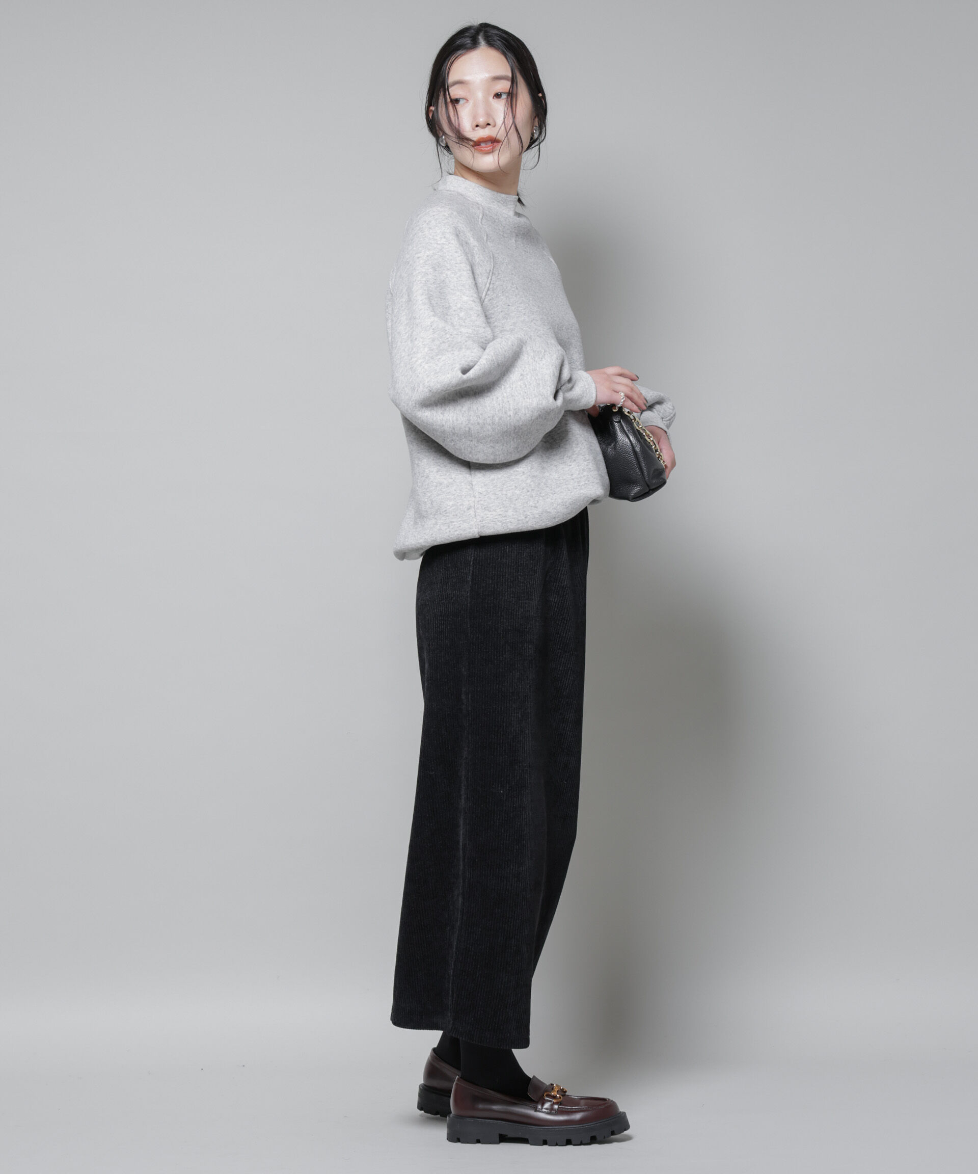 nano･universe「起毛リブカットタイトロングスカート」|スカート|