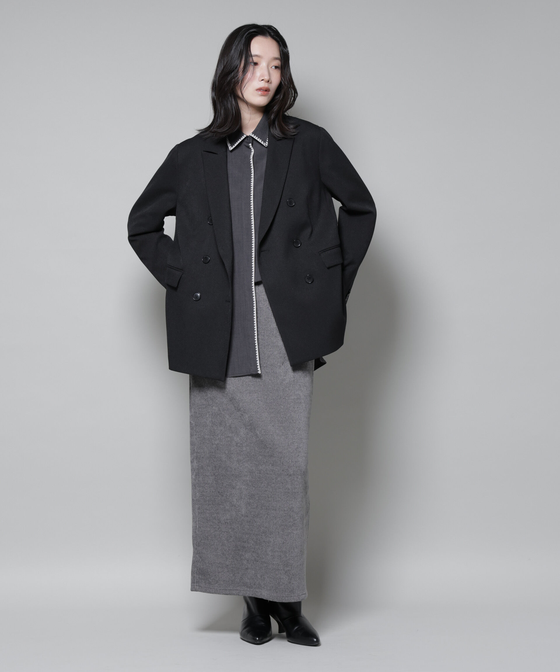 nano･universe「起毛リブカットタイトロングスカート」|スカート|