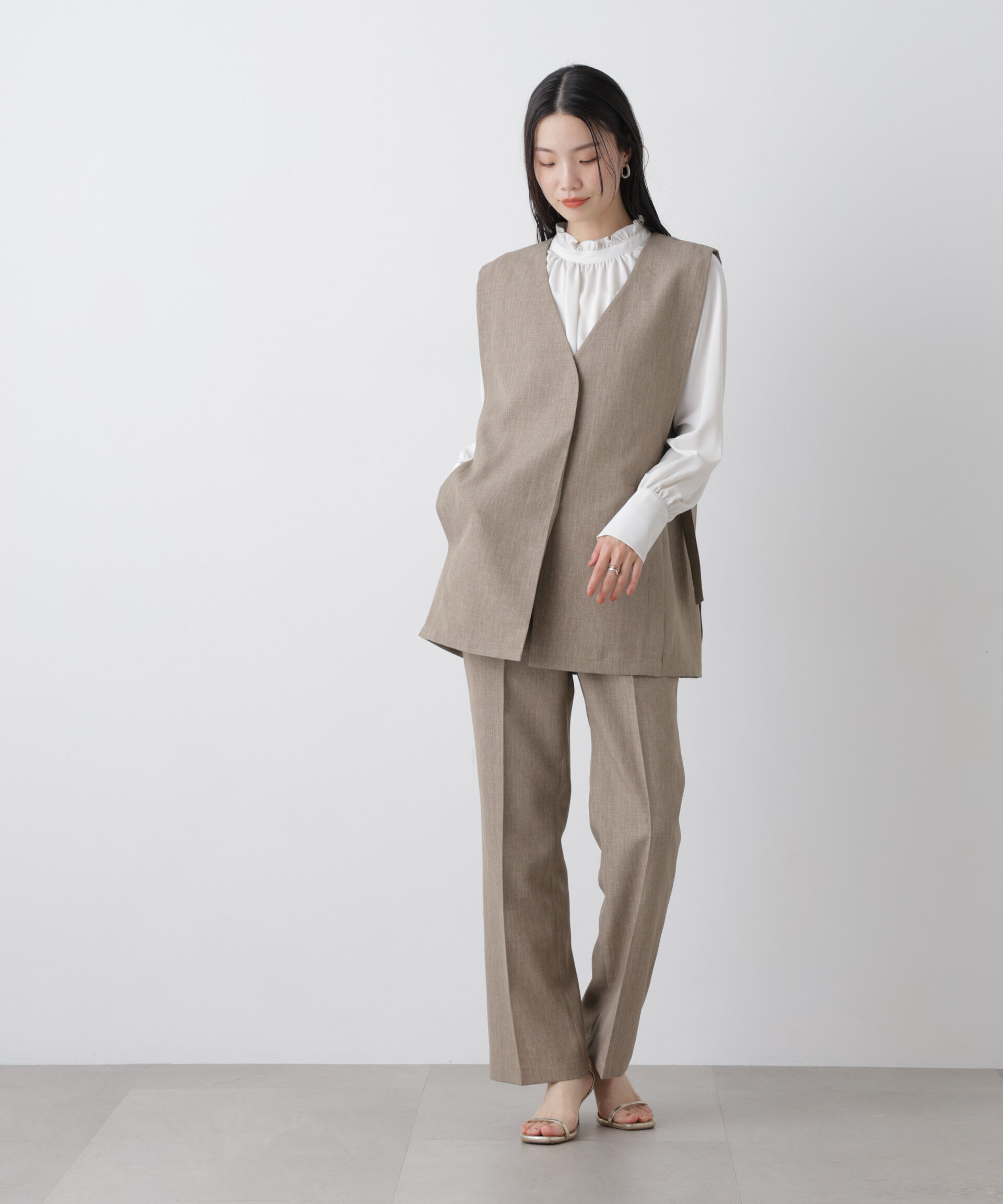 nano･universe「多機能サイドベルトミドルジレ(セットアップ可)」|テーラードジャケット|