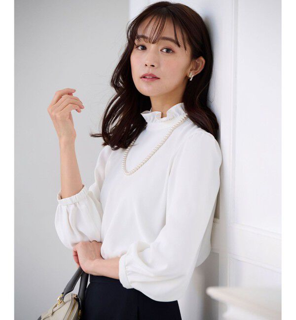 組曲「【KUMIKYOKU NAVY】ジョーゼットシフォン スタンドフリルブラウス」|シャツ・ブラウス|