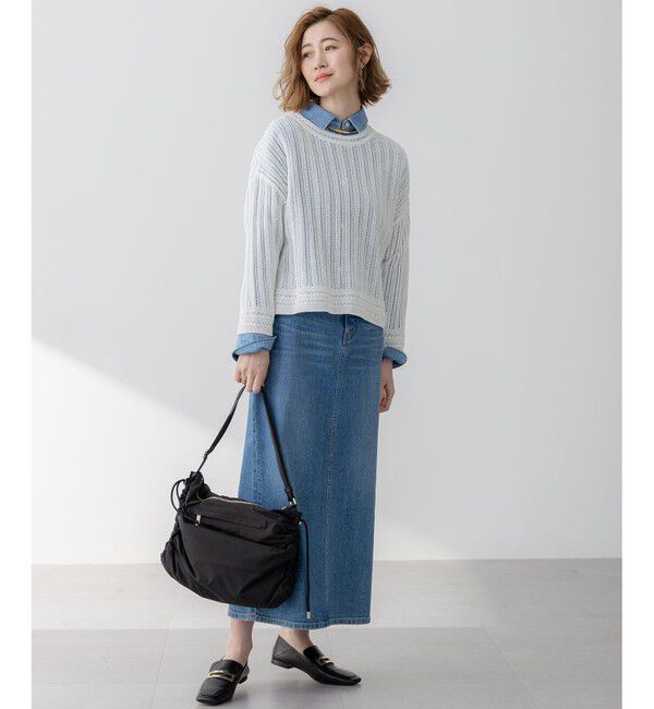 23区「【洗える】コットンギマ ストライプ ニット」|ニット・セーター|