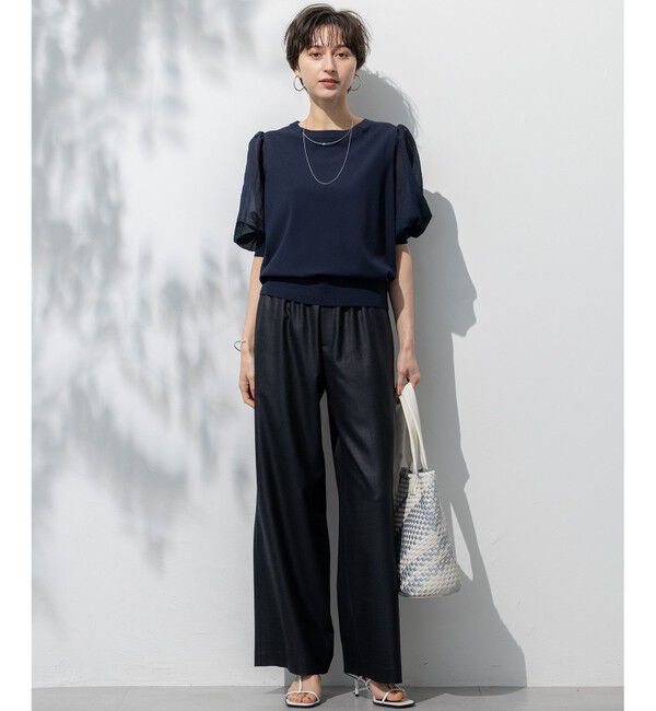 23区「【洗える】シアーチェッククロスコンビ ニット」|ニット・セーター|