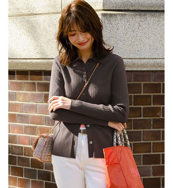 23区「ワイドリブ ポロニット」|ニット・セーター|ﾀﾞｰｸﾌﾞ