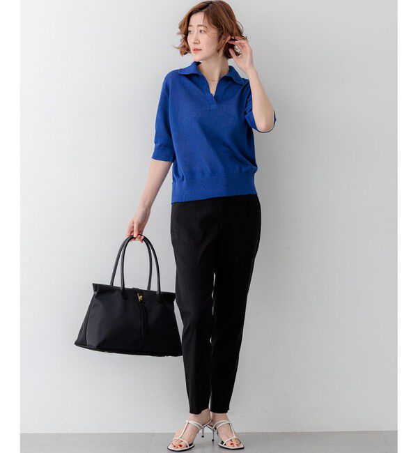 23区「【CanCam掲載】ピュアリネン スキッパー ポロニット」|ニット・セーター|