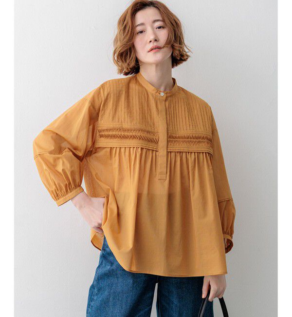 23区「コットンボイル ピンタック ブラウス」|シャツ・ブラウス|キャメル系