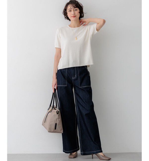 23区「コットンナイロンミニブークレ ニットT」|ニット・セーター|