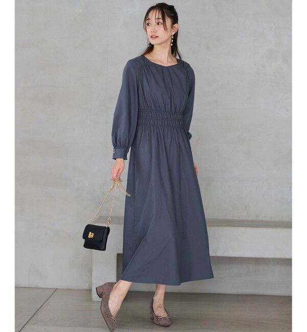 any SiS「【洗える】シャーリングディテール ワンピース」|ワンピース|ダルブルー