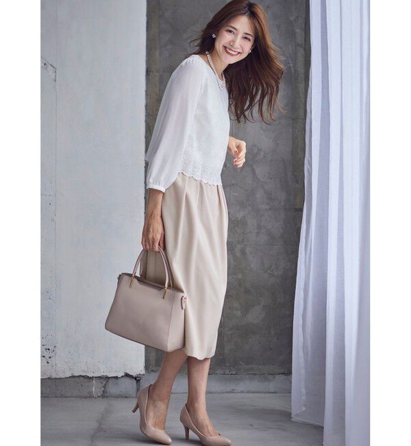 any SiS「【洗える】レースコンビバックサテン ワンピース」|ワンピース|